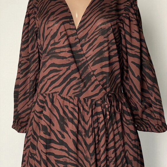Banana Republic Women’s Wrap Maxi Dress – The White Lotus Zebra Print – Brown SP - Picture 10 of 11